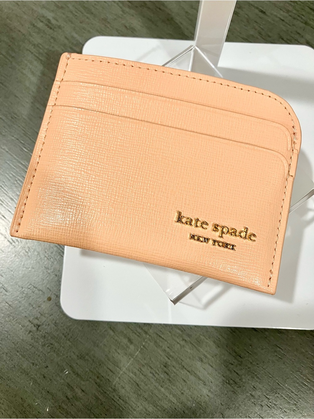 kate spade peach textured cardholder wallet - Picture 2 of 5